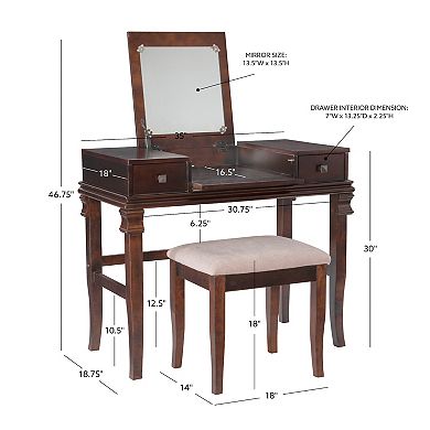 Linon Angela Vanity 2-piece Set