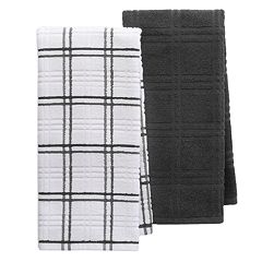 All Cotton and Linen Buffalo Plaid Kitchen Towels | Navy Blue and Cream Set of 3, Highly Absorbent Dish Towels