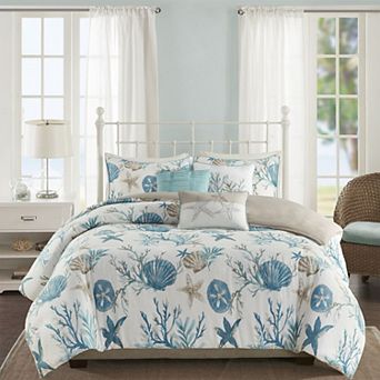 Madison Park Pacific Grove 6 pc Coastal Duvet Cover Set with Throw Pillows
