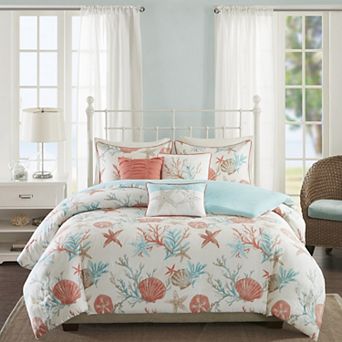 Madison Park Pacific Grove 6 pc Coastal Duvet Cover Set with Throw Pillows