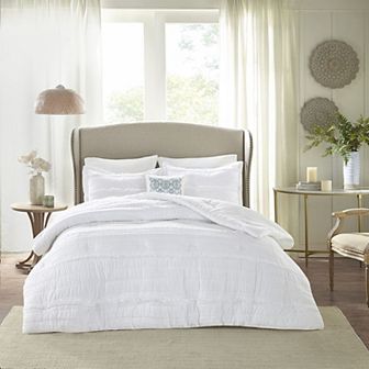 Madison Park Isabella 5 pc Microfiber Ruffled Comforter Set with Throw Pillow