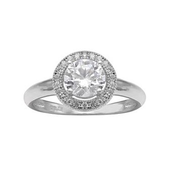 PRIMROSE Sterling Silver Cubic Zirconia Halo Ring