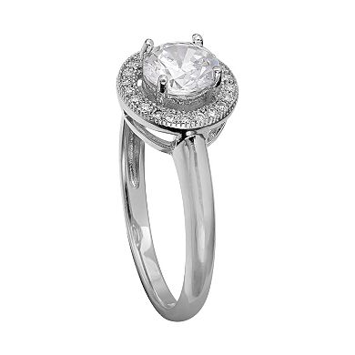 PRIMROSE Sterling Silver Cubic Zirconia Halo Ring