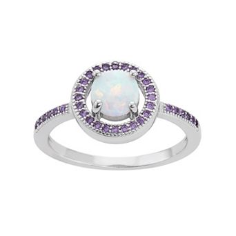 Nautica Rocks Sterling Silver Lab-Created Opal & Cubic Zirconia Halo Ring