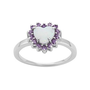 Nautica Rocks Sterling Silver Lab-Created Opal & Cubic Zirconia Heart Halo Ring