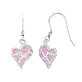 Nautica Rocks Sterling Silver Lab-Created Pink Opal Heart Drop Earrings