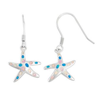 Nautica Rocks Sterling Silver Lab-Created Opal Starfish Drop Earrings