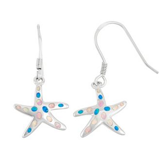 Nautica Rocks Sterling Silver Lab-Created Opal Starfish Drop Earrings
