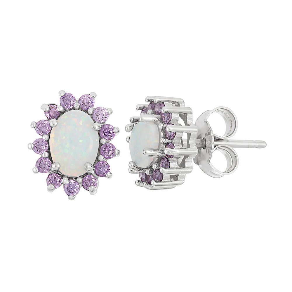 Sterling Silver Opal Cubic Zirconia Earrings main image 0