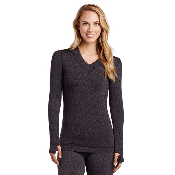 Women's Cuddl Duds FlexFit Space-Dye Long Underwear V-Neck Top