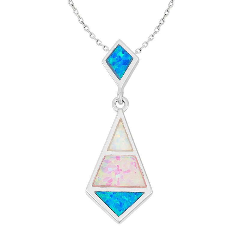 18004001 Sterling Silver Lab-Created Opal Marquise Pendant  sku 18004001