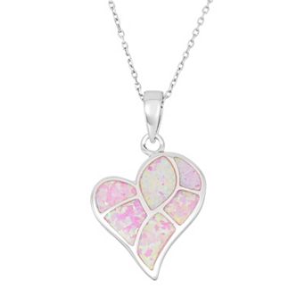 Nautica Rocks Sterling Silver Lab-Created Pink Opal Heart Pendant Necklace