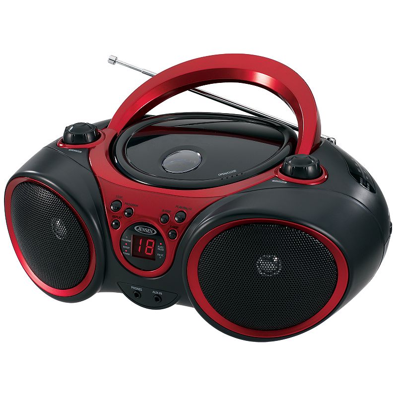 Jensen Portable Stereo CD Player with AM / FM Radio, Red