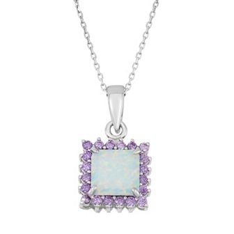 Nautica Rocks Sterling Silver Lab-Created Opal & Cubic Zirconia Square Halo Pendant