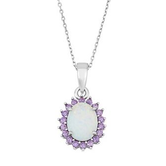 Nautica Rocks Sterling Silver Lab-Created Opal & Cubic Zirconia Oval Halo Pendant