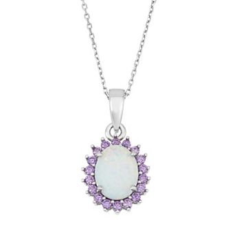 Nautica Rocks Sterling Silver Lab-Created Opal & Cubic Zirconia Oval Halo Pendant