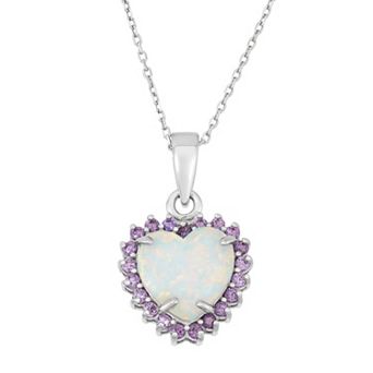 Nautica Rocks Sterling Silver Lab-Created Opal & Cubic Zirconia Heart Halo Pendant