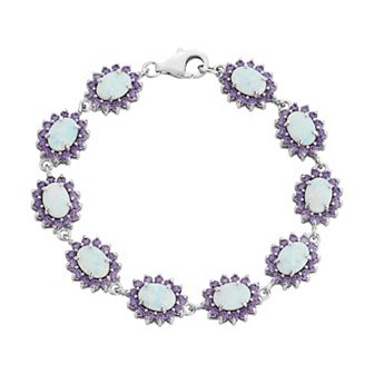 Nautica Rocks Sterling Silver Lab-Created White Opal & Cubic Zirconia Halo Bracelet