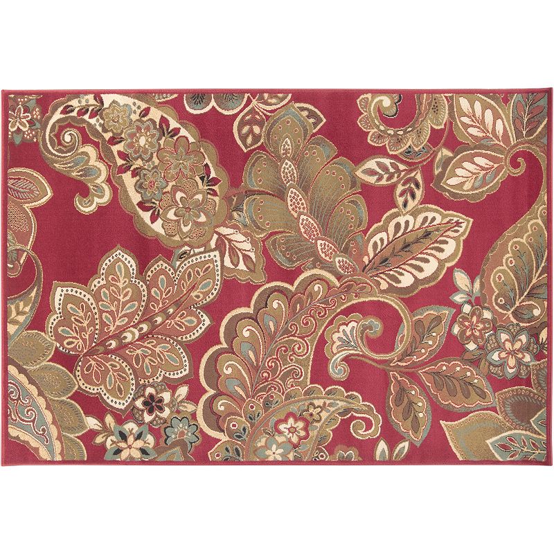 Decor 140 Cerastium Floral & Paisley Rug, Red, 8Ft Rnd