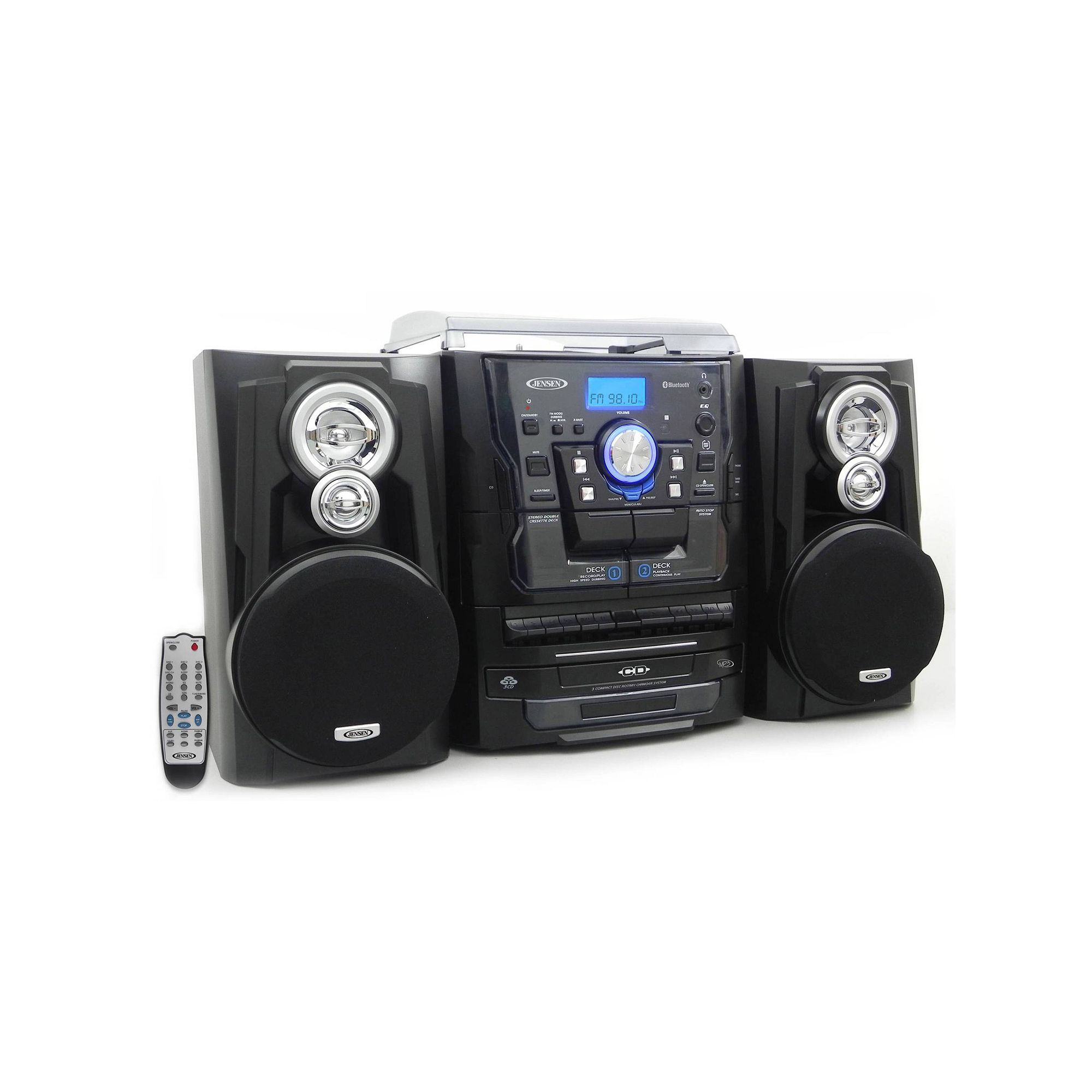 Jensen Bluetooth 3-Speed Stereo Turntable System with CD Changer & Dual Cas