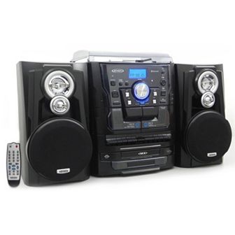 Jensen Bluetooth 3-Speed Stereo Turntable System with CD Changer & Dual Cassette Deck