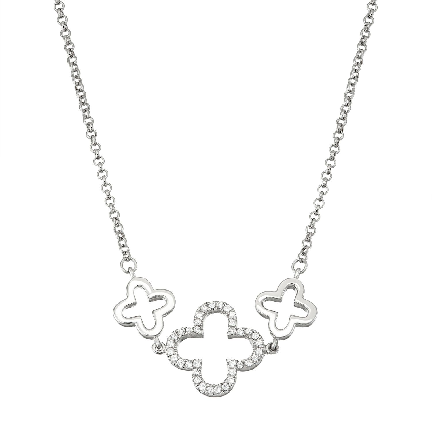 Belk Aqua heritage precision cut Crystal Clover Necklace