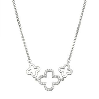 Sterling Silver Cubic Zirconia Clover Necklace