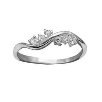 PRIMROSE Sterling Silver Cubic Zirconia Wave Ring