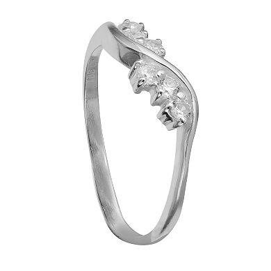 PRIMROSE Sterling Silver Cubic Zirconia Wave Ring