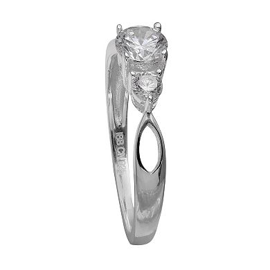 PRIMROSE Sterling Silver Cubic Zirconia 3-Stone Ring