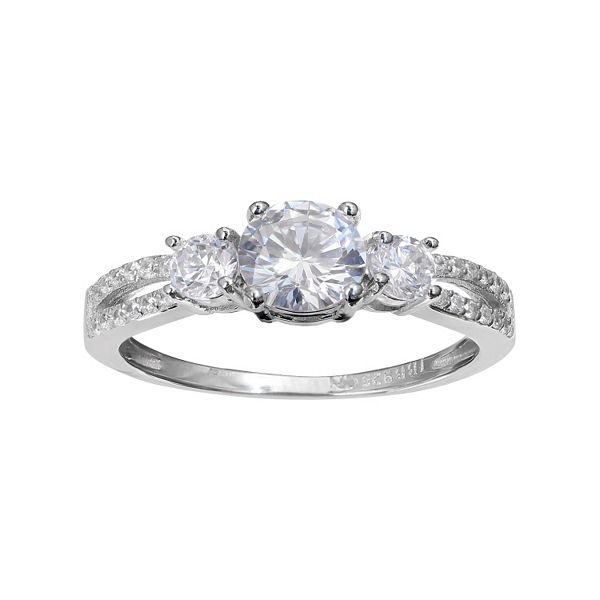 PRIMROSE Sterling Silver Cubic Zirconia 3-Stone Ring