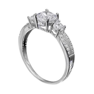 PRIMROSE Sterling Silver Cubic Zirconia 3-Stone Ring