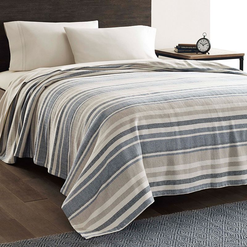 Eddie Bauer Herringbone Stripe Blanket, Blue, King