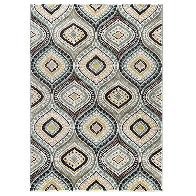 KHL Rugs Capri Aurora Ogee Rug, Green, 8Ft Rnd