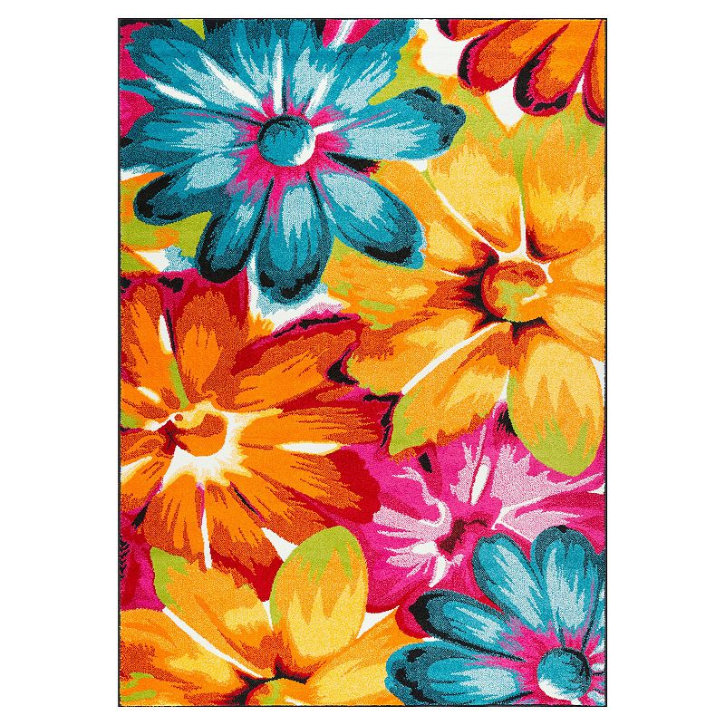 KHL Rugs Symphony Zinnia Floral Rug, Multicolor, 4X5 Ft