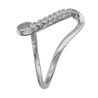 PRIMROSE Sterling Silver Cubic Zirconia Abstract Swirl Ring