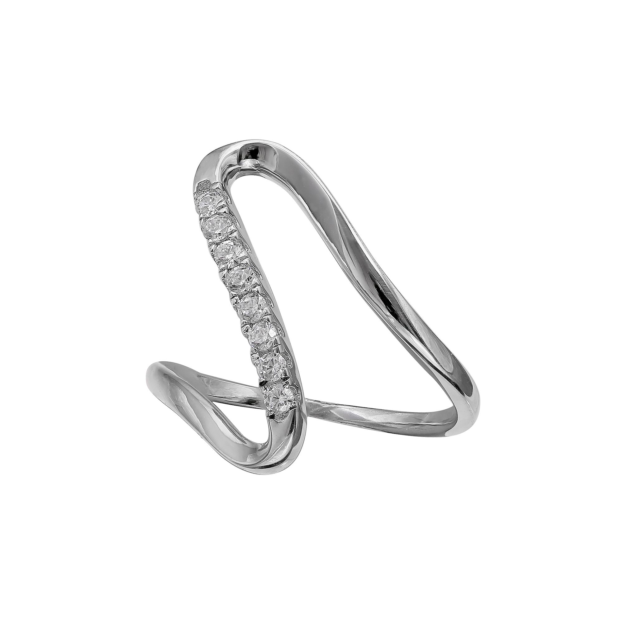 PRIMROSE Sterling Silver Cubic Zirconia Abstract Swirl Ring, Womens, Size: