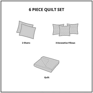 Madison Park Whitman 6-piece Quilt Set with Shams and Decorative Pillows