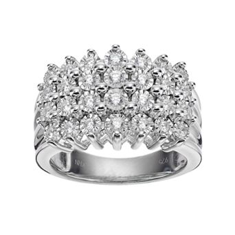 Sterling Silver 1/2 Carat T.W. Diamond Pyramid Ring