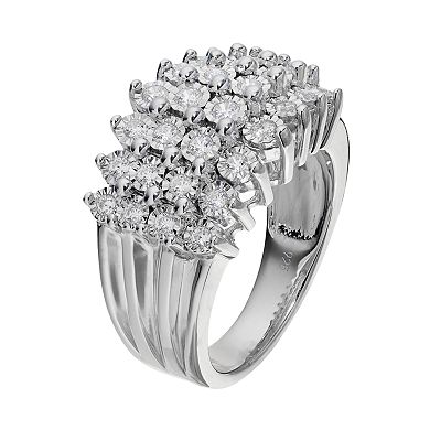 Sterling Silver 1/2 Carat T.W. Diamond Pyramid Ring