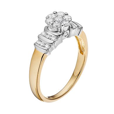 10k Gold 1/2 Carat T.W. Diamond Cluster Engagement Ring