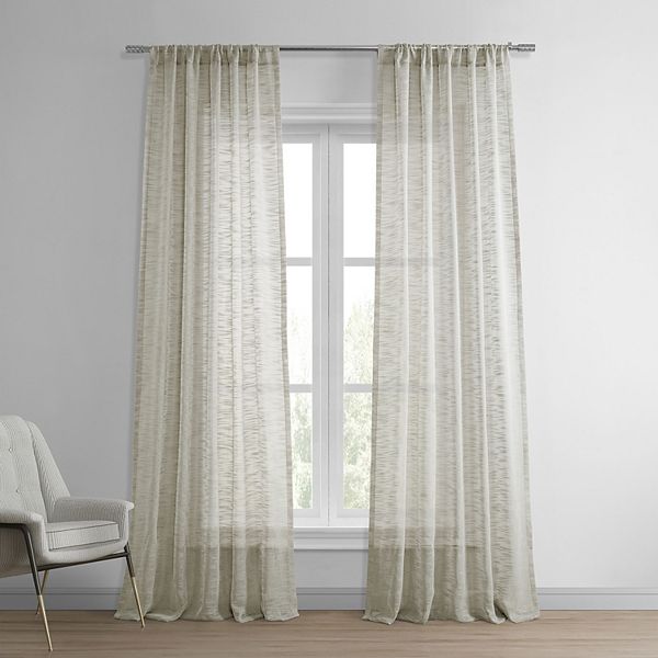 EFF 1-Panel Solid Open-Weave Sheer Window Curtain