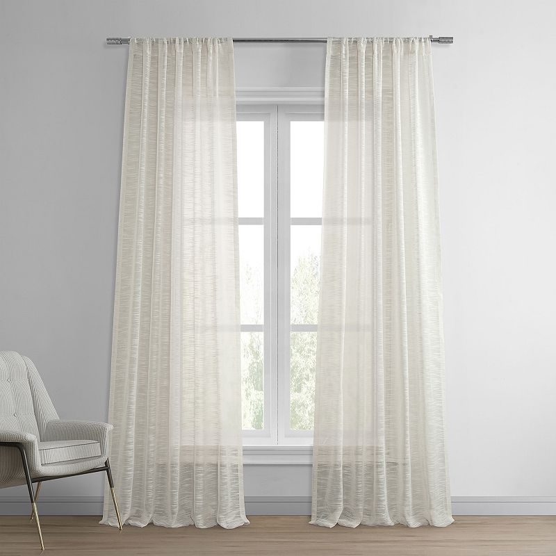 Open Weave Ivory Linen Sheer Curtain (1 Panel)  Open Weave Ivory  50W X 96L