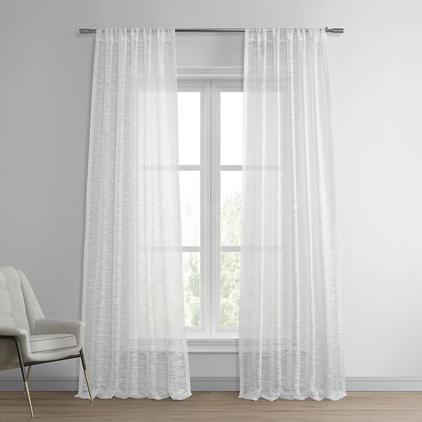 EFF 1-Panel Solid Open-Weave Sheer Window Curtain - Open Weave White (50X108)