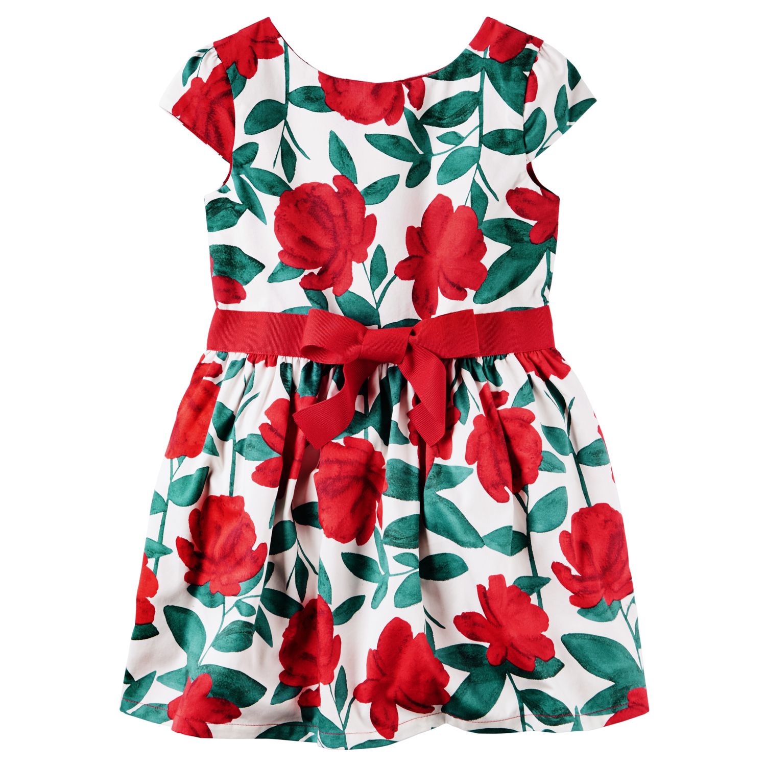 girls red floral dress