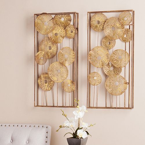 Allen Rectangular Floral Metal Wall Art 2piece Set