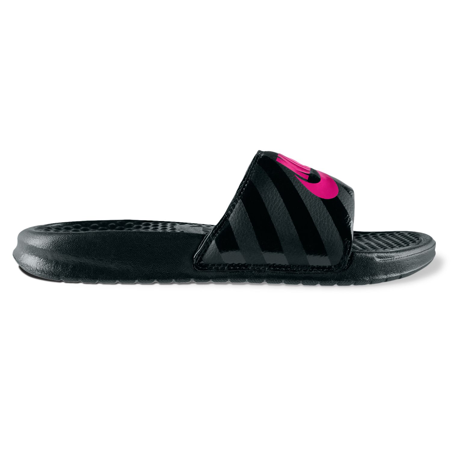 womens nike slides pink and black