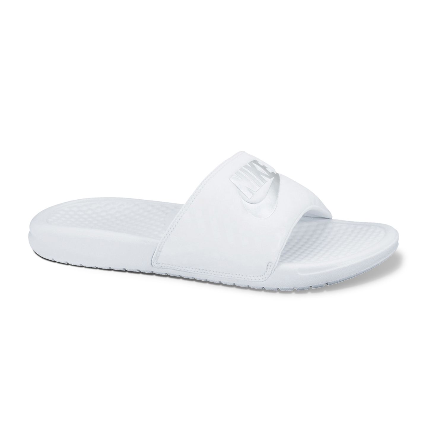 white nike slippers