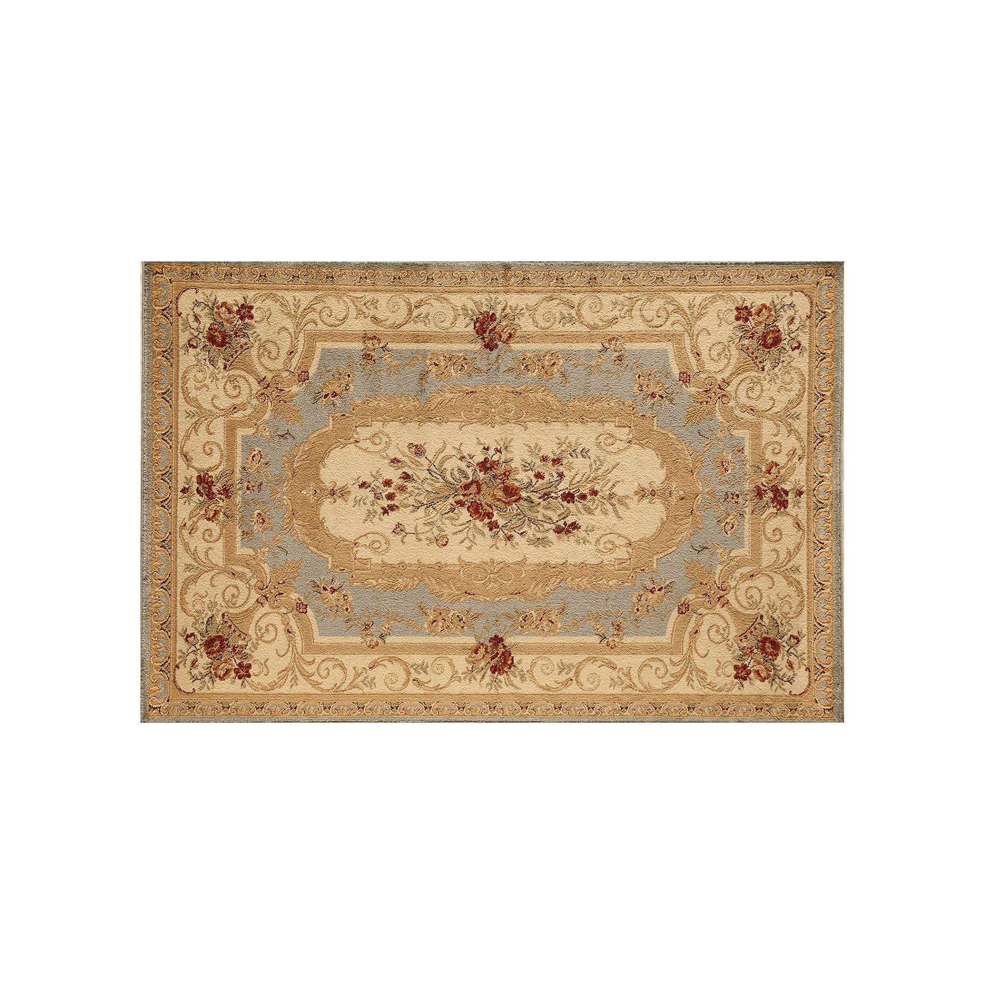 Rugs America Sorrento Aubusson Framed Floral Rug, Light Blue