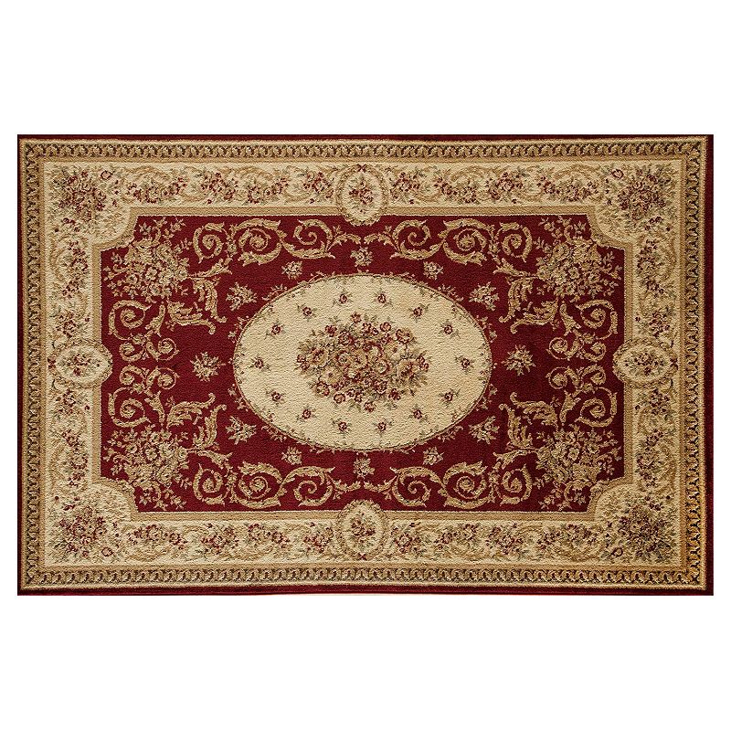 Rugs America Sorrento Medallion Framed Floral Rug, Red, 8X11 Ft